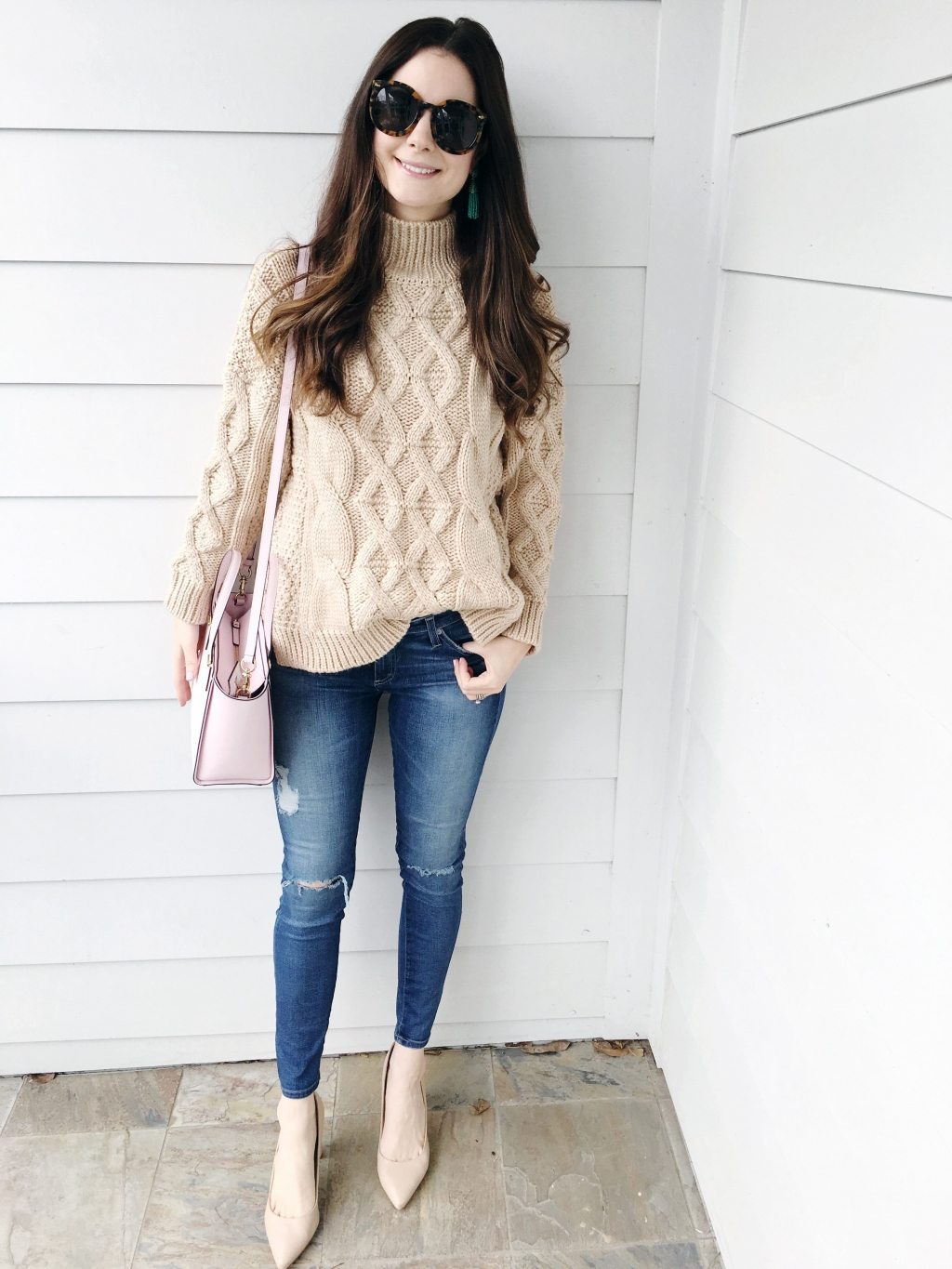 Chunky Cable Knit Sweater - Veronika's Blushing