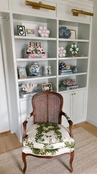 What a journey these chairs have gone through! I purchased them for an insane deal from @ladyandtuckerhome @thesalehouston a few weeks ago. Then @jenniferbeekhunter ordered my beloved @jasperfurniturefabrics malmaison Fontaine fabric for me. The upholsterer worked his magic and the vision for this room is coming to life! Comment SHOP for links to everything in this space. | https://liketk.it/5425g #grandmillennial #grandmillennialhome